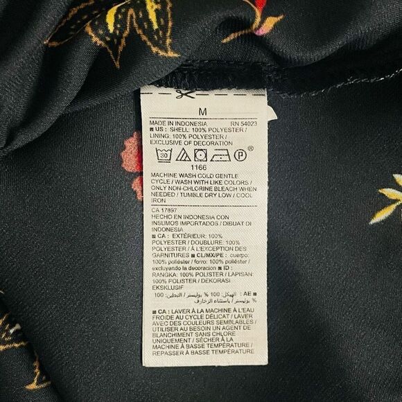 Old Navy Velvet Trim Black Floral Dress Size Medium - Picture 11 of 12